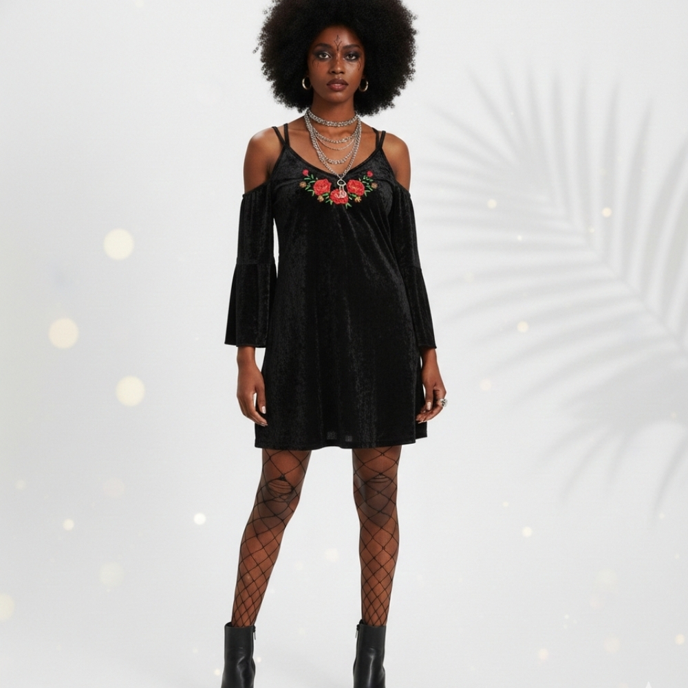 DISNEY’S COCO black crushed velvet costume dress juniors small